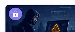 Cyber fraud warning on computer screens
